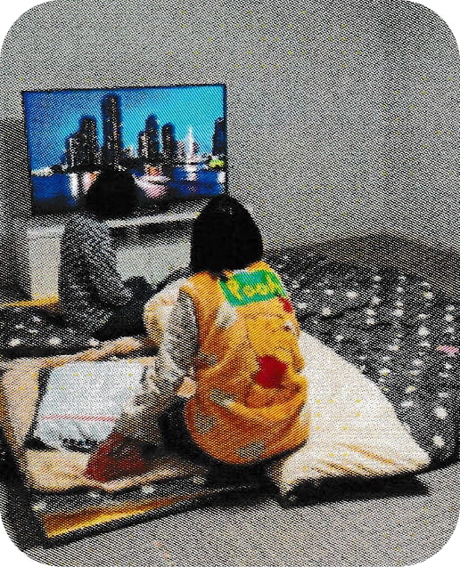 テレビを見てる女性